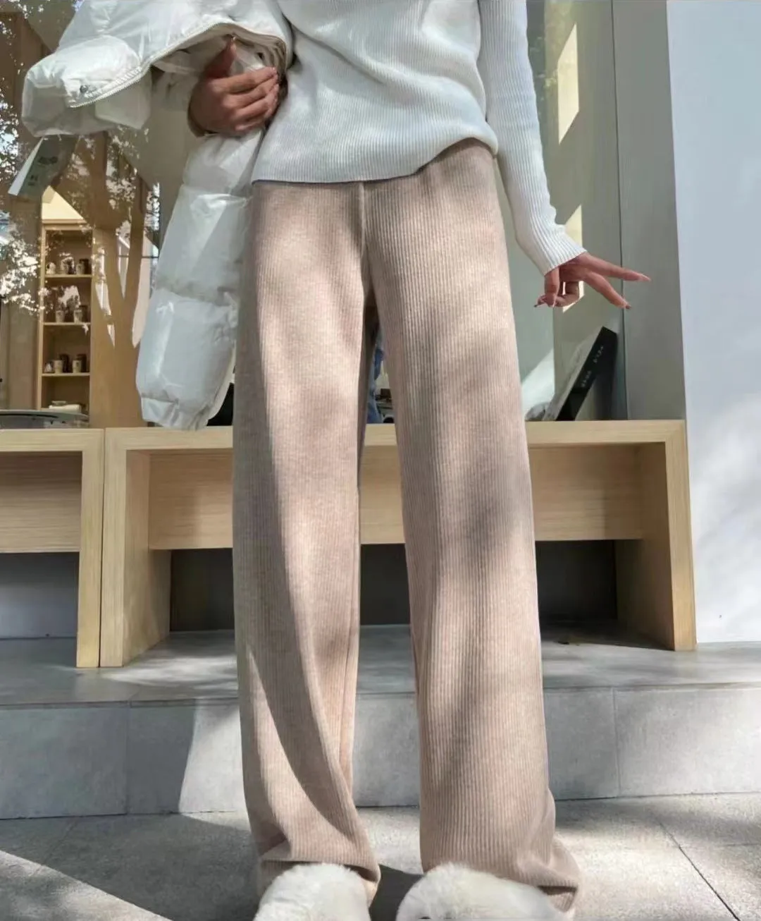 Rebecca™ | Warm Thick Cashmere Ribbed Flared Pants