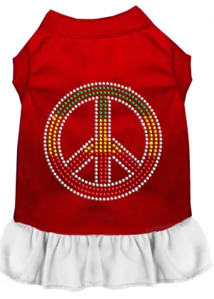 Rhinestone Rasta Peace Dress Red With White Xxxl (20)