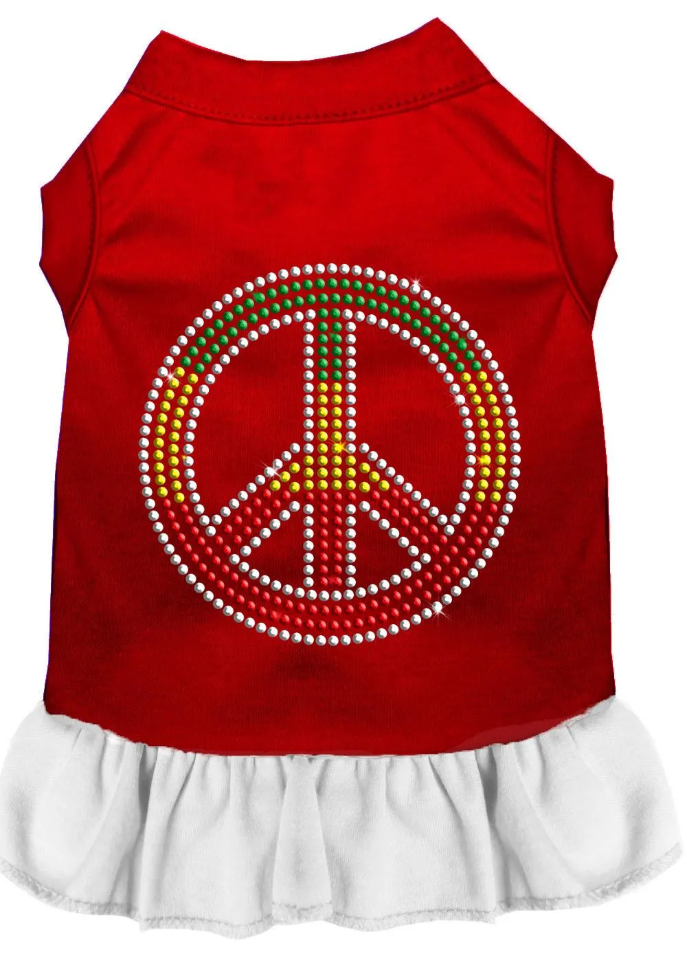 Rhinestone Rasta Peace Dress Red With White Xxxl (20)