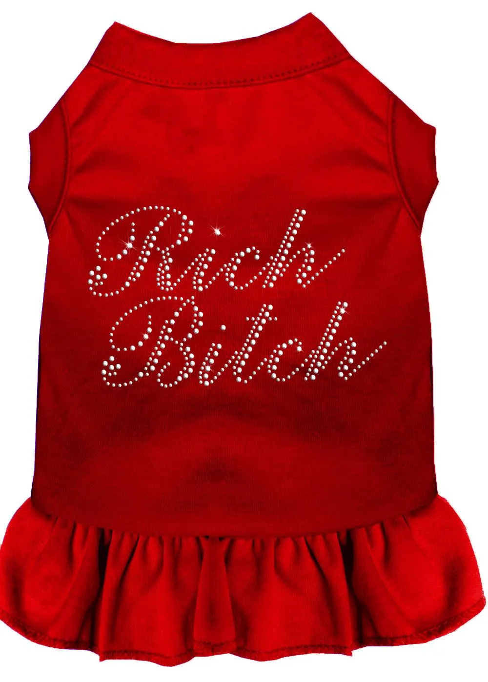 Rhinestone Rich Bitch Dress Red Xs (8)