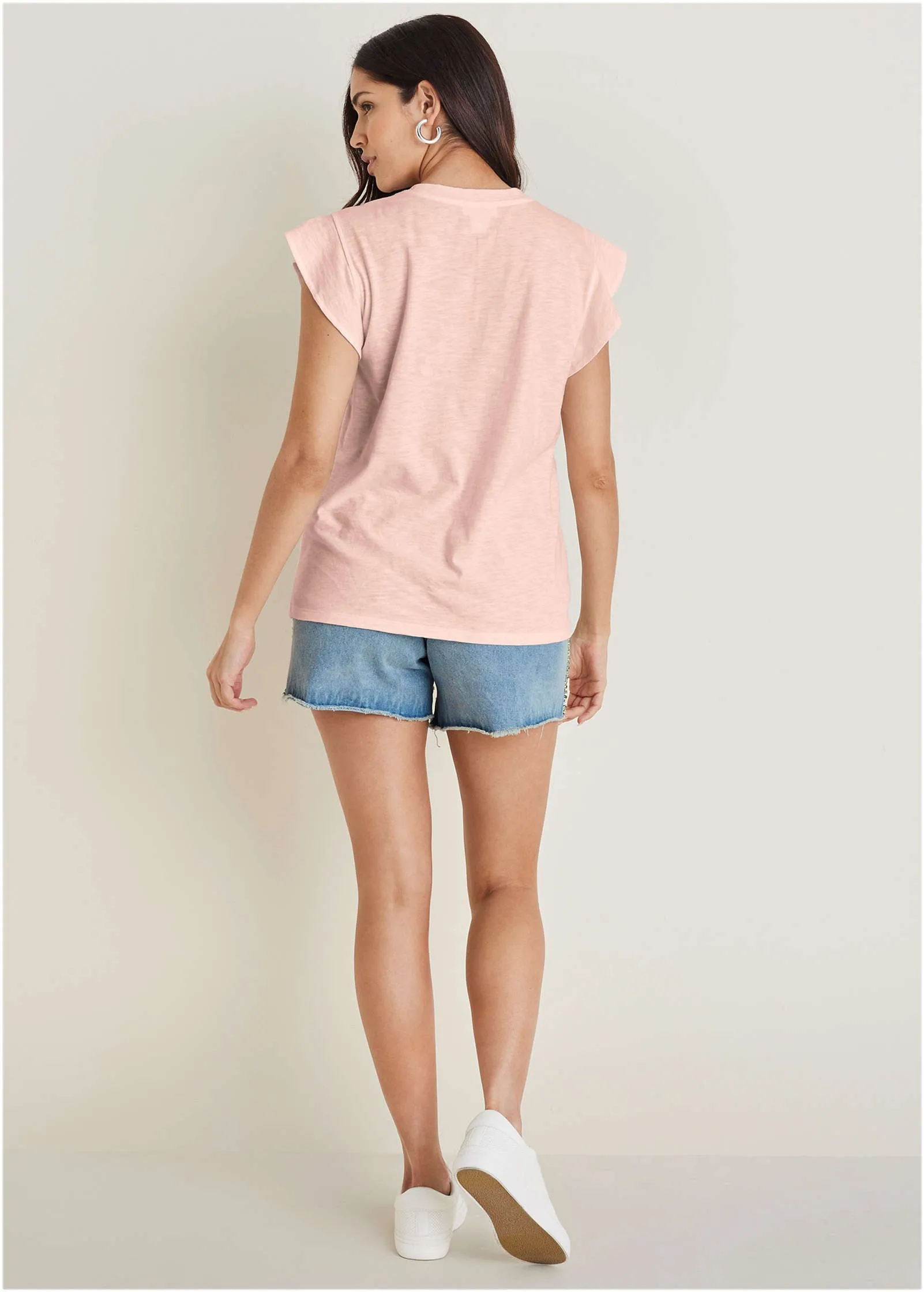 Ruffle Sleeve Tee - Blush