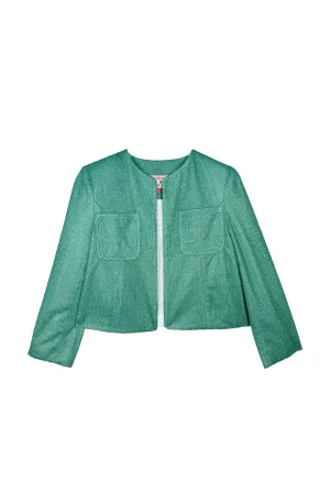 SAMPLE - Poolside Blazer - Aqua Sparkle Knit