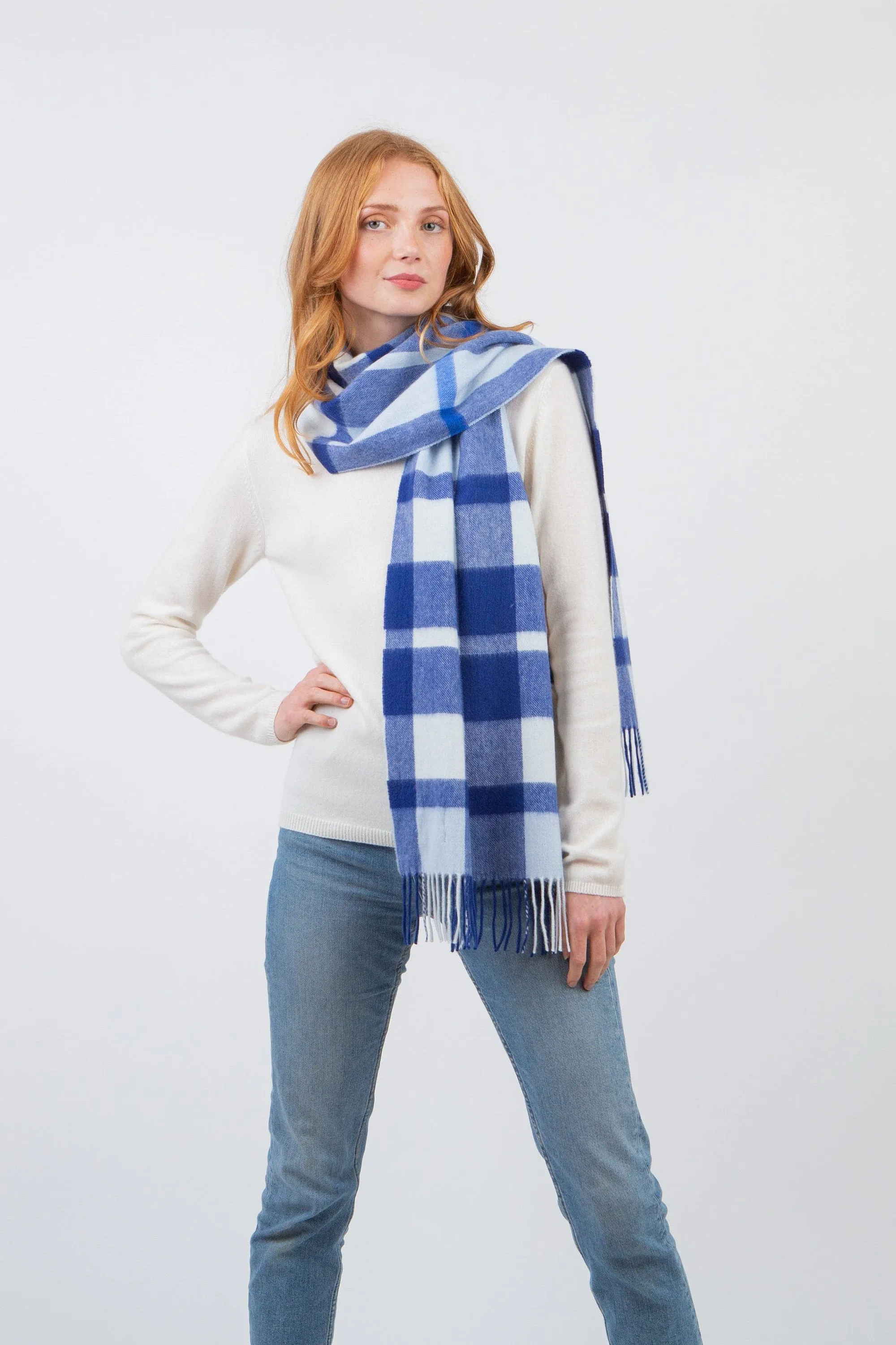 Scotty Thompson Cashmere Wide Scarf - Exploded Blue