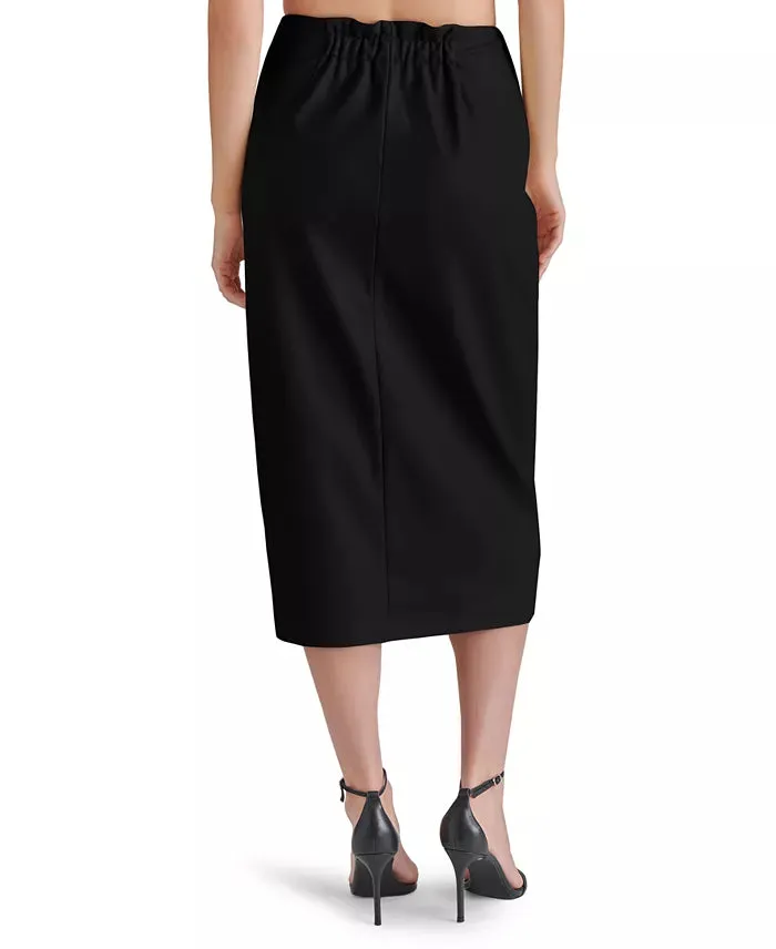 STE Black Navia Faux Leather Midi Skirt