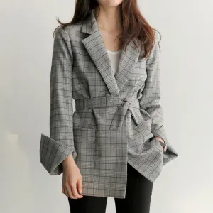 Tie Me Up Plaid Blazer