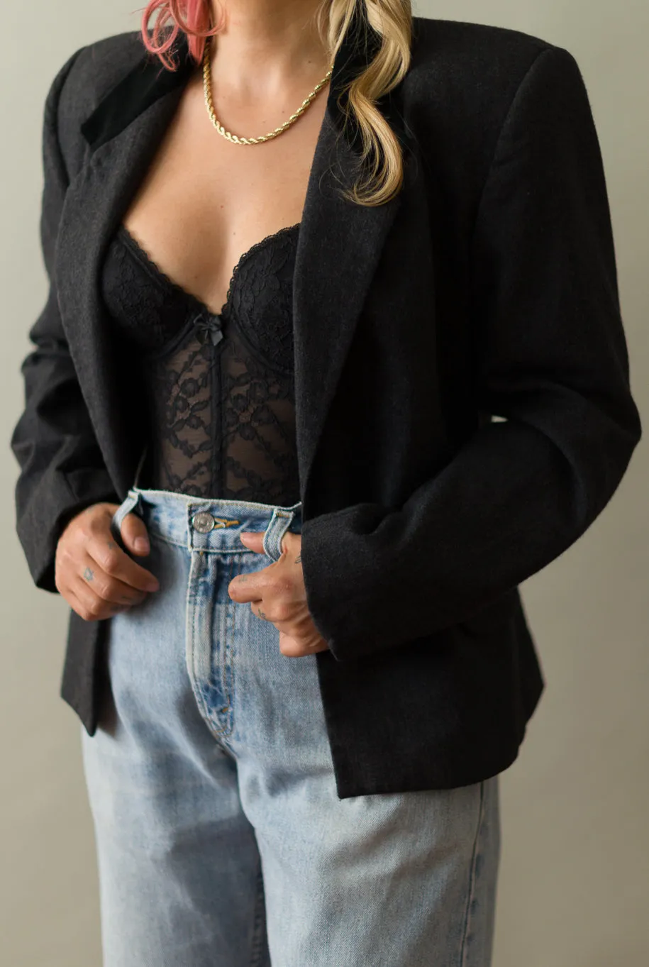 Vintage Black Cropped Blazer