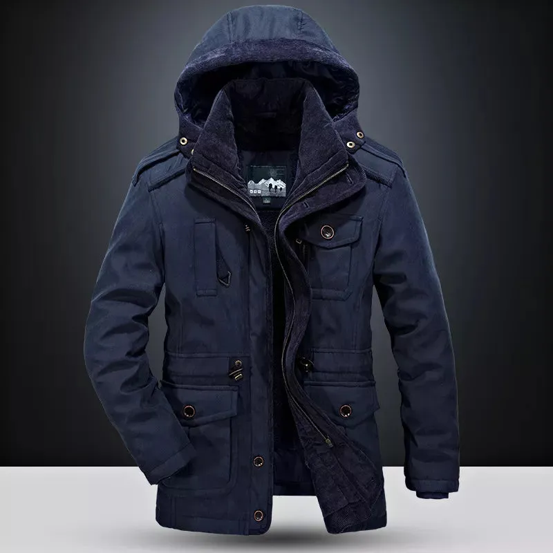 Winter Men's Pile Jacket Outdoor Coat Men's Thermal Hooded Casual Coat Thermal Thick Jacket Men Military New Jacket Parkas