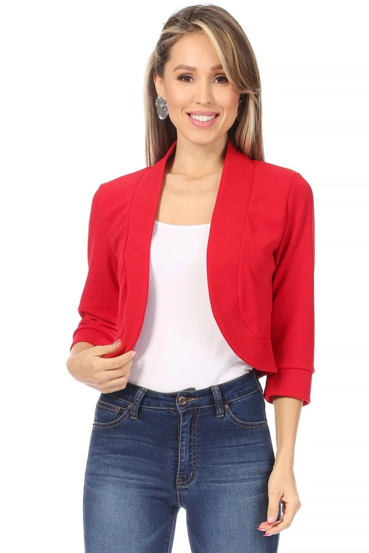 Women's Casual 3/4 Sleeve Bolero Open Front Cardigan