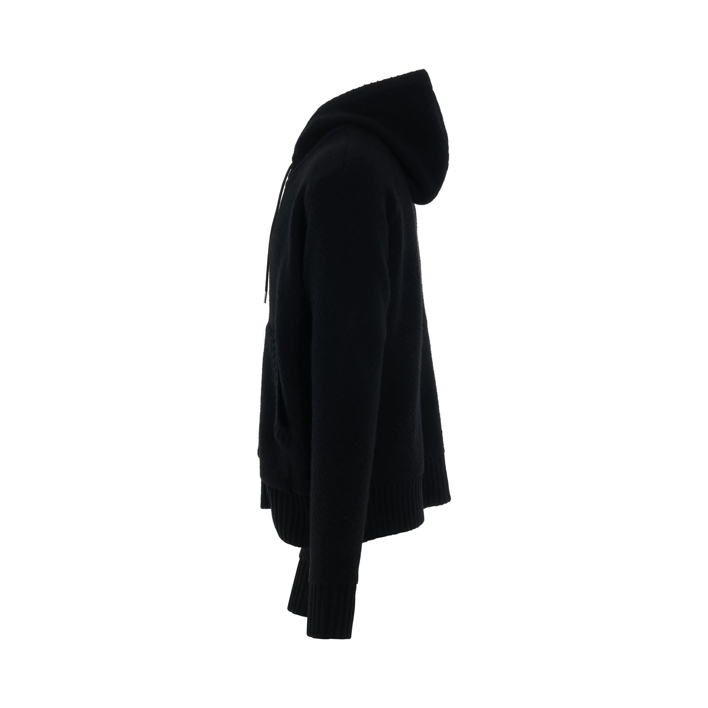 Wool Knit Zip Blouson in Black