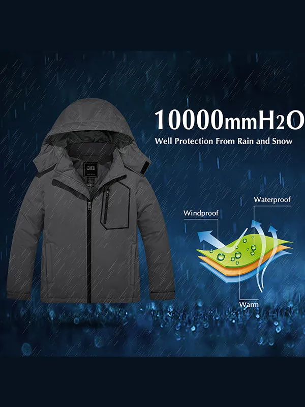 ZSHOW Boy's Waterproof Ski Jacket Outdoor Warm Winter Coat Windproof Snow Coat