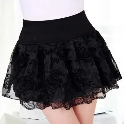 Zuolunouba 2024 Elasticity Summer Skirt Women Sweet Floral Bowknot Mini Tutu Woman Skirts Shorts Lace Jupe Femme Office Skirts